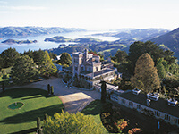 Larnach Castle is perched high on the volcanic spur of the Otago Peninsula.